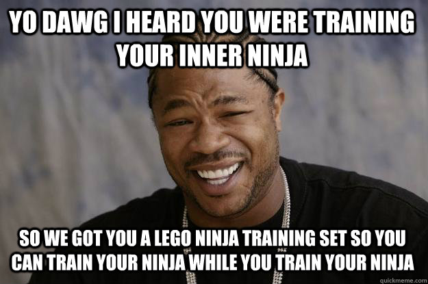 Yo Dawg I heard you were training your inner ninja So we got you a lego ninja training set so you can train your ninja while you train your ninja  Xzibit meme