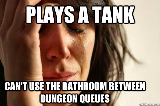 Plays a tank Can't use the bathroom between dungeon queues  First World Problems