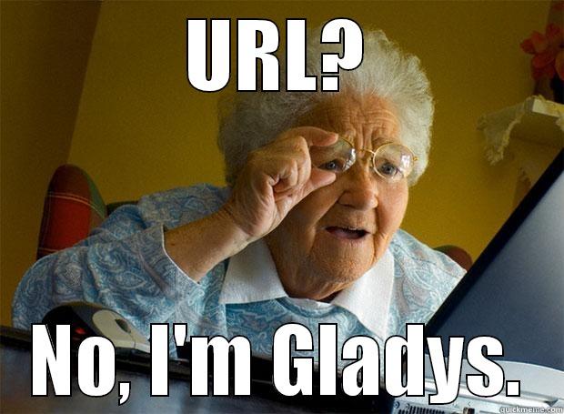 URL? NO, I'M GLADYS. Grandma finds the Internet