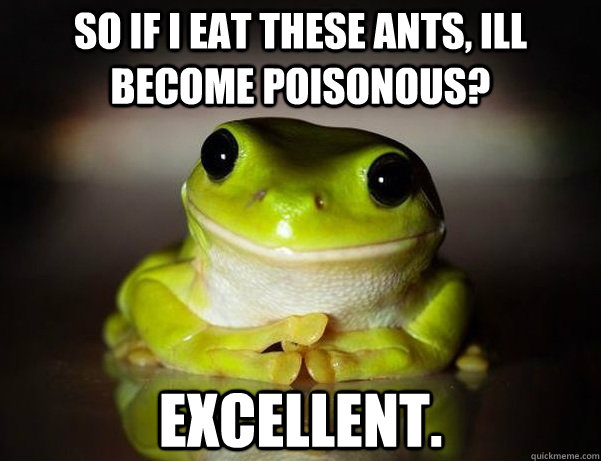 So if i eat these ants, ill become poisonous? Excellent.  Fascinated Frog