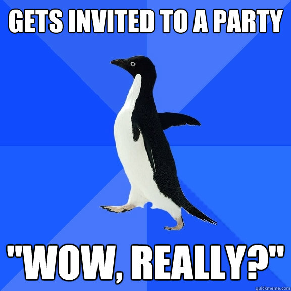 gets invited to a party 
