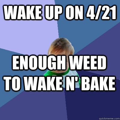 wake up on 4/21 enough weed to wake n' bake - wake up on 4/21 enough weed to wake n' bake  Success Kid