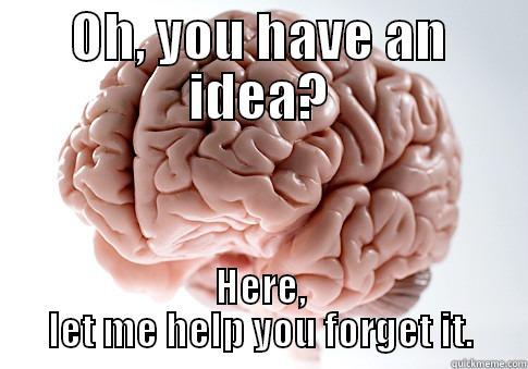 OH, YOU HAVE AN IDEA? HERE, LET ME HELP YOU FORGET IT. Scumbag Brain