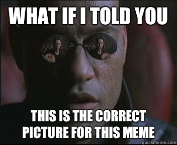 What if I told you This is the correct picture for this meme  Morpheus SC
