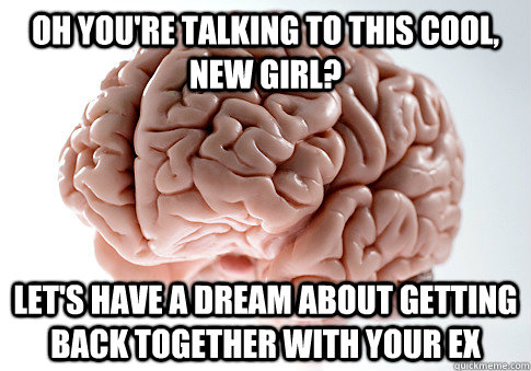 Oh you're talking to this cool, new girl? Let's have a dream about getting back together with your ex - Oh you're talking to this cool, new girl? Let's have a dream about getting back together with your ex  Scumbag Brain