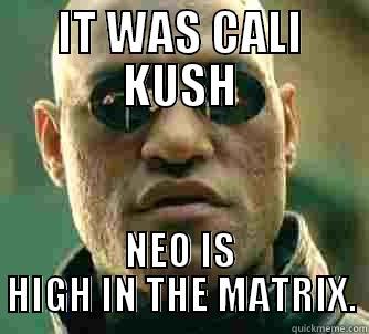 IT WAS CALI KUSH NEO IS HIGH IN THE MATRIX. Matrix Morpheus