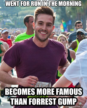 Went for Run in the morning Becomes more famous than forrest gump  Ridiculously photogenic guy