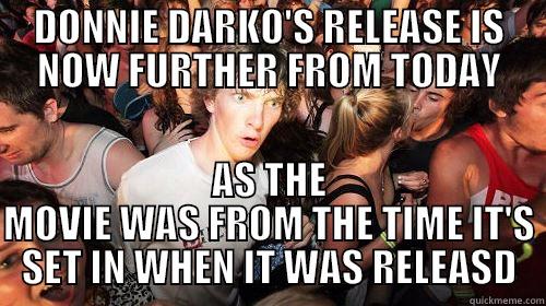 Donnie Darko - DONNIE DARKO'S RELEASE IS NOW FURTHER FROM TODAY AS THE MOVIE WAS FROM THE TIME IT'S SET IN WHEN IT WAS RELEASD Suddenly Clarity Clarence