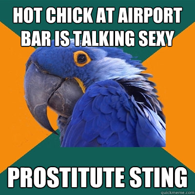 Hot chick at airport bar is talking sexy  Prostitute sting  Paranoid Parrot