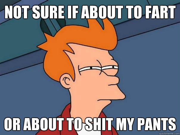 Not sure if about to fart Or about to shit my pants  Futurama Fry