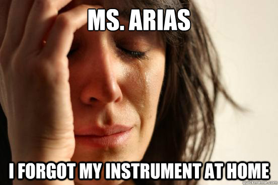 Ms. Arias I forgot my instrument at home  First World Problems