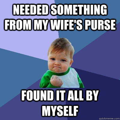 needed something from My wife's purse found it all by myself  Success Kid