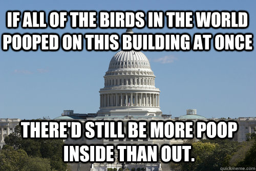 if all of the birds in the world pooped on this building at once there'd still be more poop inside than out.  Scumbag Congress
