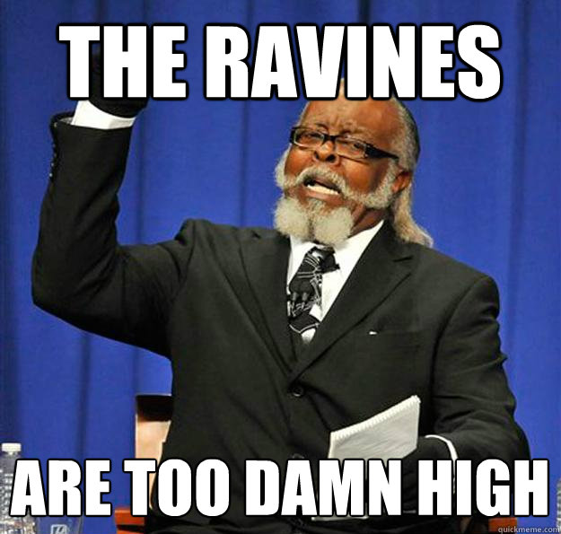 The ravines are too damn high  Jimmy McMillan