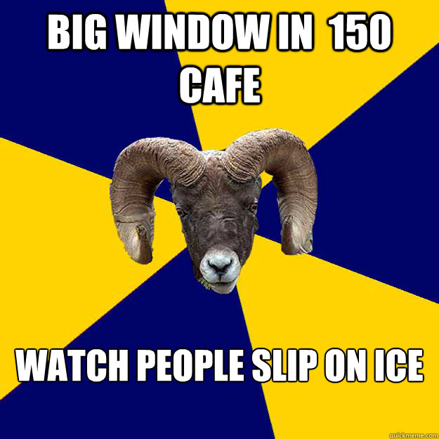 Big Window in  150 Cafe Watch people slip on ice   Suffolk Kid Ram
