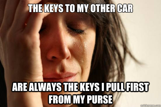 THE KEYS TO MY OTHER CAR ARE ALWAYS THE KEYS I PULL FIRST FROM MY PURSE  First World Problems