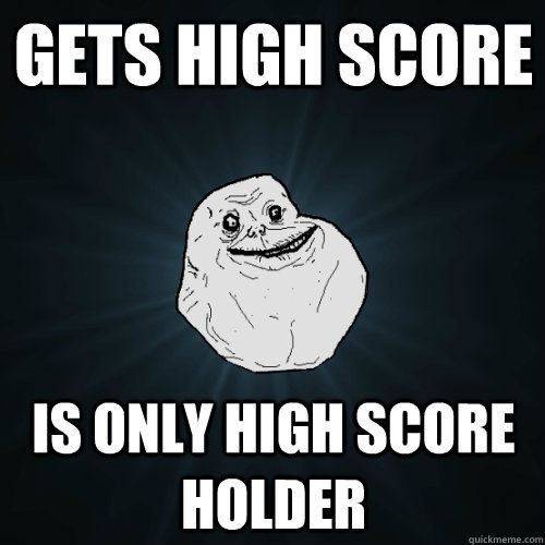 Gets high score Is only high score holder - Gets high score Is only high score holder  Forever Alone