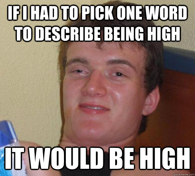 If i had to pick one word to describe being high it would be high - If i had to pick one word to describe being high it would be high  10 Guy