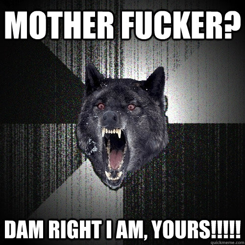 Mother fucker? DAM RIGHT I AM, YOURS!!!!!  Insanity Wolf