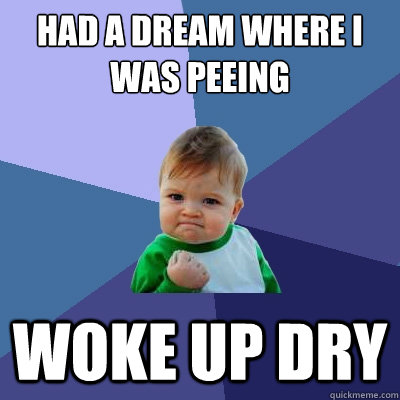 Had a dream where I was peeing woke up dry  Success Kid