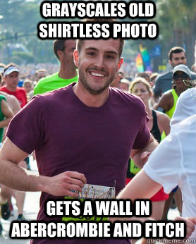 Grayscales old shirtless photo gets a wall in abercrombie and fitch  Ridiculously photogenic guy
