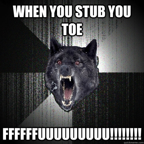 when you stub you toe FFFFFFUUUUUUUUU!!!!!!!!  Insanity Wolf