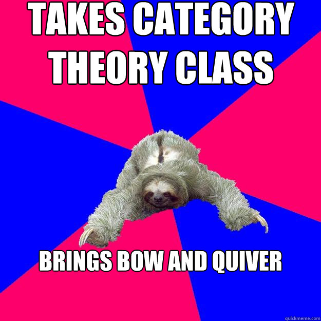 takes category theory class brings bow and quiver  Math Major Sloth
