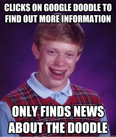 Clicks on google doodle to find out more information Only finds news about the doodle  Bad Luck Brian
