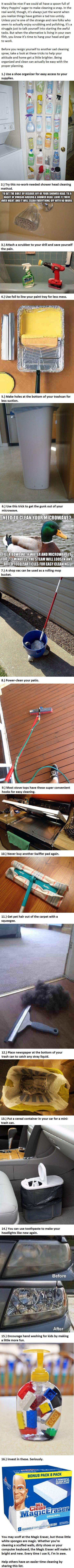 These 16 Hacks Make Cleaning Your House Less Of A Chore.  -   Misc