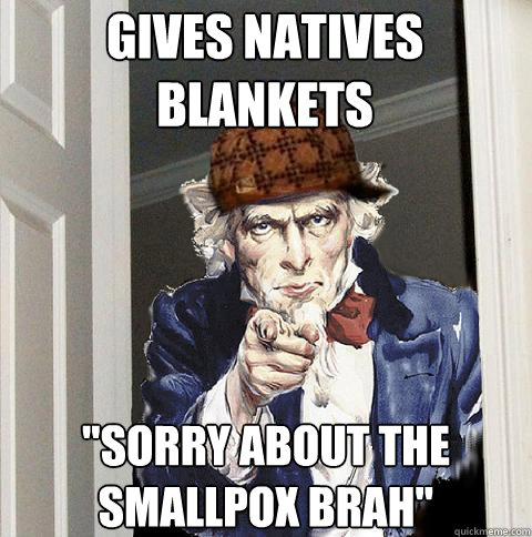 gives natives blankets 