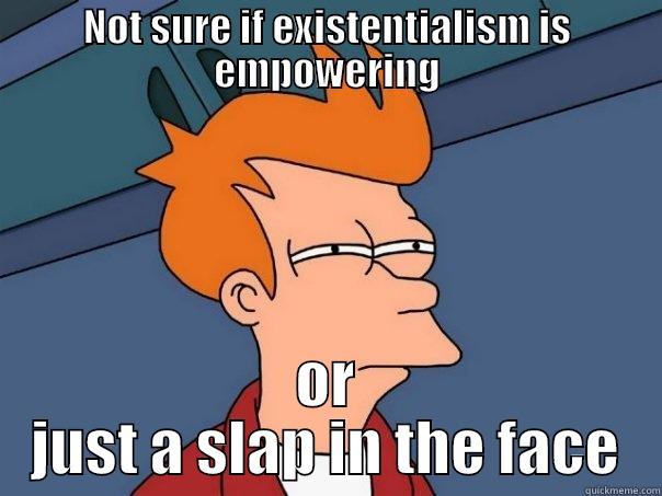 NOT SURE IF EXISTENTIALISM IS EMPOWERING OR JUST A SLAP IN THE FACE Futurama Fry