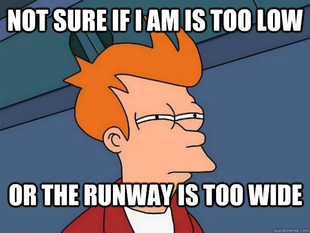 not sure if I am is too low or the Runway is too wide  Futurama