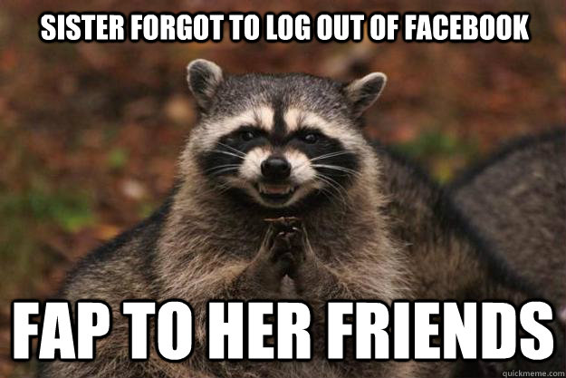 Sister forgot to log out of Facebook Fap to her friends  Evil Plotting Raccoon