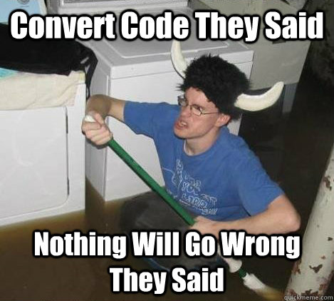Convert Code They Said Nothing Will Go Wrong They Said  They said