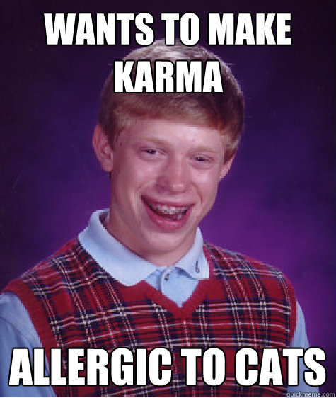 wants to make karma allergic to cats - wants to make karma allergic to cats  Bad Luck Brian