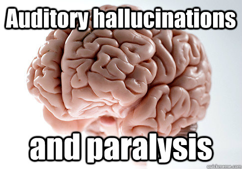 Auditory hallucinations  and paralysis   Scumbag Brain