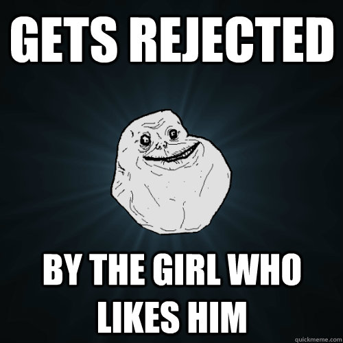 gets rejected by the girl who likes him  Forever Alone