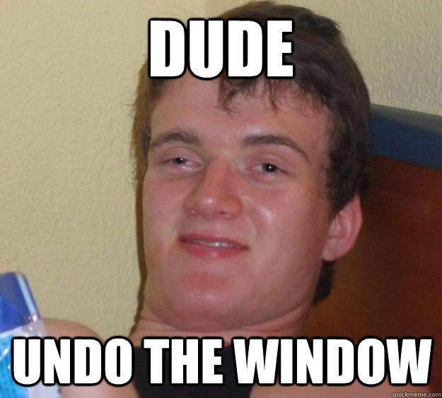 Dude Undo the window  10 Guy