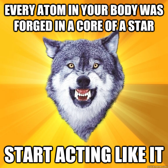 every atom in your body was forged in a core of a star Start acting like it  Courage Wolf