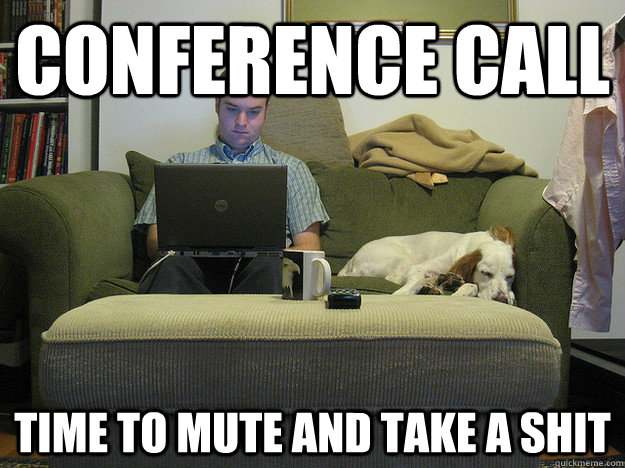 conference call time to mute and take a shit  Freelancer Fred