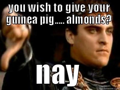 YOU WISH TO GIVE YOUR GUINEA PIG..... ALMONDS? NAY Downvoting Roman