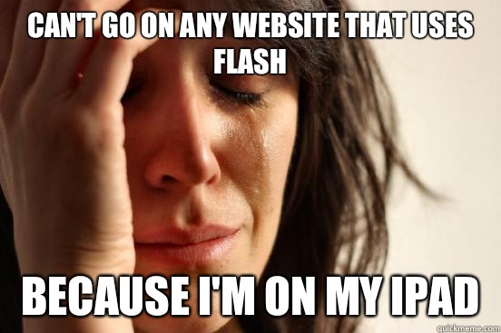 Can't go on any website that uses Flash Because I'm on my iPad   First World Problems