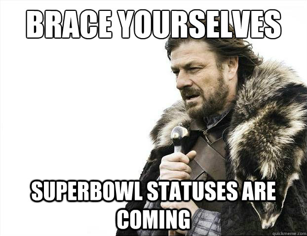 Brace yourselves Superbowl statuses are coming  Brace Yourselves - Borimir