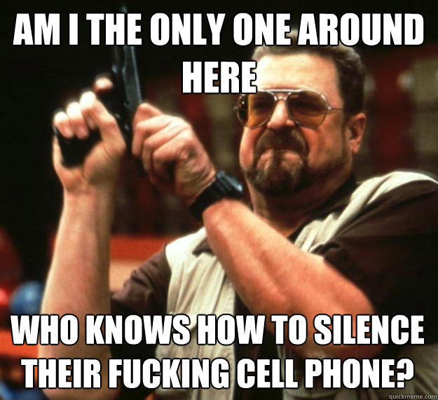 am I the only one around here Who knows how to silence their fucking cell phone?  Angry Walter