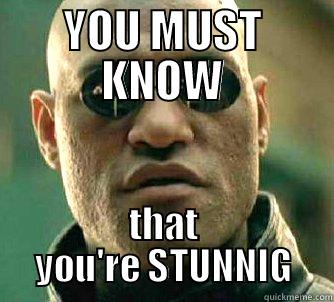 YOU MUST KNOW THAT YOU'RE STUNNIG Matrix Morpheus