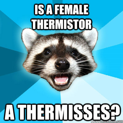 Is a female thermistor a thermisses? - Is a female thermistor a thermisses?  Lame Pun Raccoon