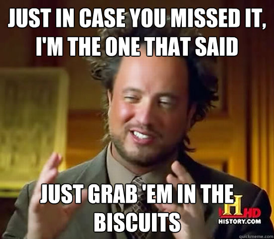 Just in case you missed it, I'm the one that said just grab 'em in the biscuits - Just in case you missed it, I'm the one that said just grab 'em in the biscuits  Ancient Aliens