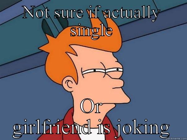 NOT SURE IF ACTUALLY SINGLE OR GIRLFRIEND IS JOKING Futurama Fry
