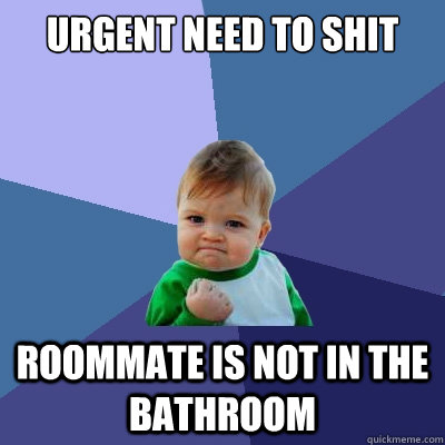 urgent Need to shit roommate is not in the bathroom - urgent Need to shit roommate is not in the bathroom  Success Kid