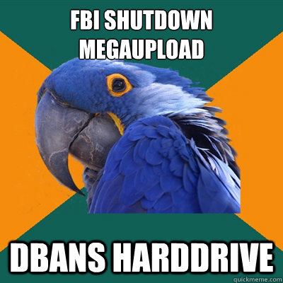 FBI SHUTdown Megaupload DBANS Harddrive  Paranoid Parrot